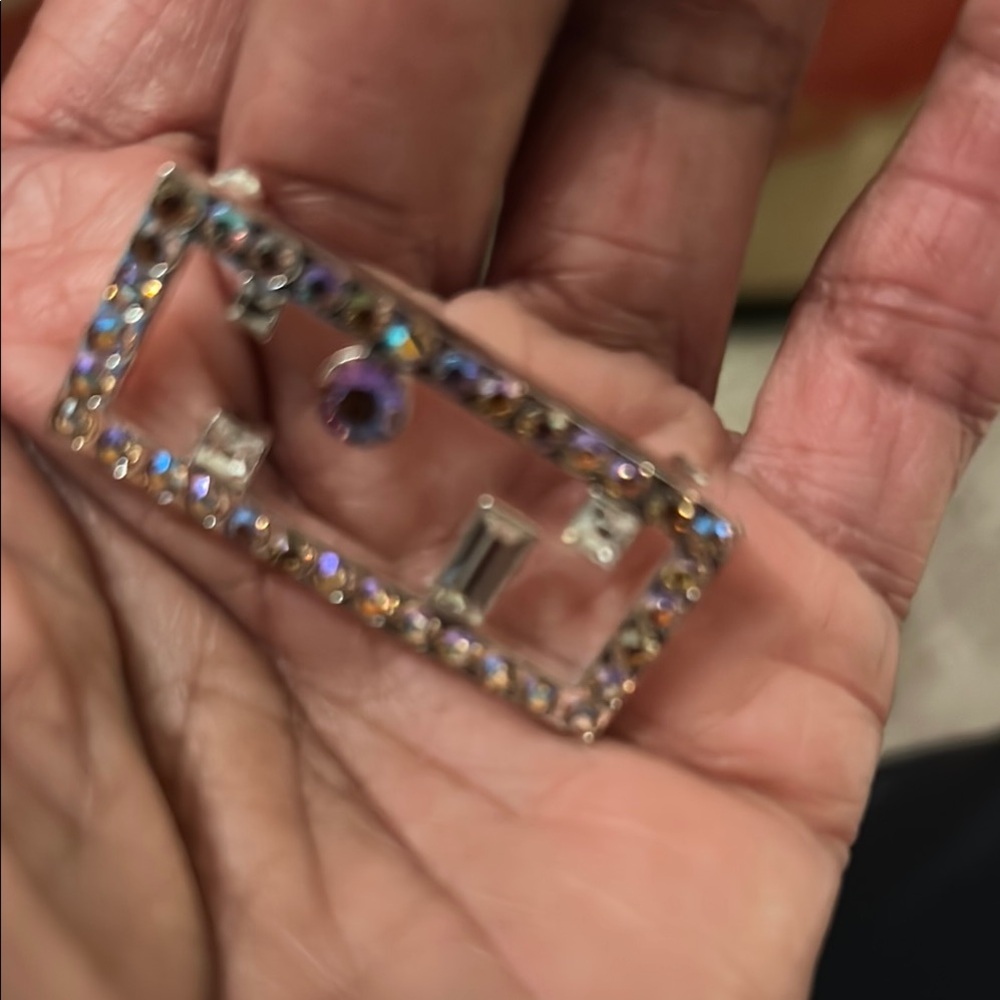 Givenchy Rectangular Brooch With Multicolor Cryst… - image 3